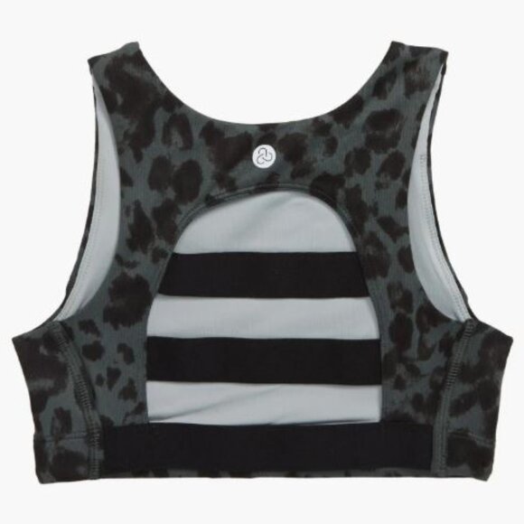 Zella Girl (Nordstrom brand) Radius Ladder Back "Grey Urban Cheetah" Sports Bra - Picture 2 of 8